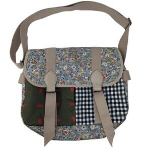 Longchamp x EU Patchwork Canvas‎ Crossbody Bag Floral Gingham Adjustable Boho